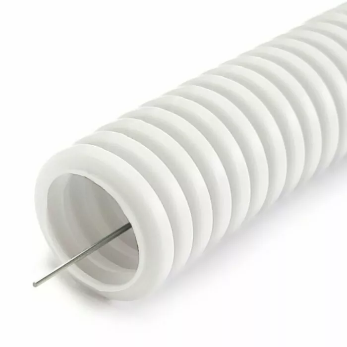 Труба гофрированная лёгкая 370 Н LSLTx FR НГ белая с протяжкой DN3/4 (100 м)